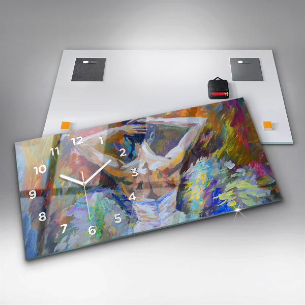 Vízszintes üvegóra Festett balerina