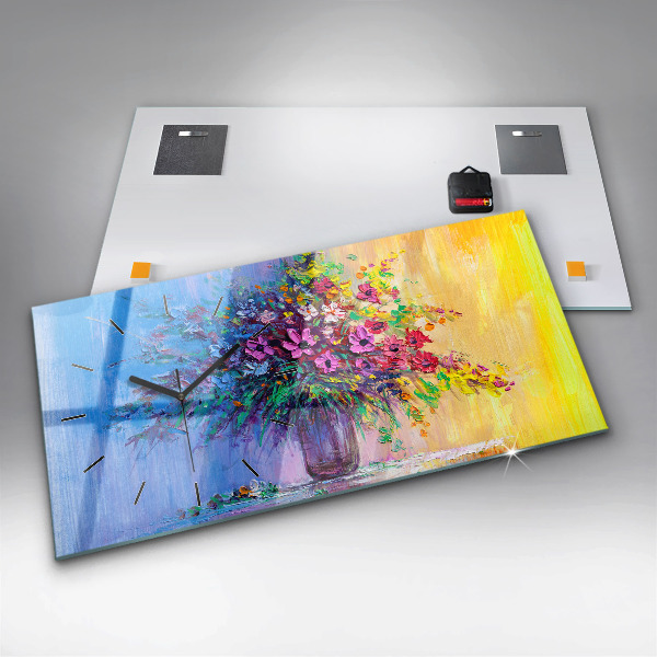 Vízszintes üvegóra Virágok vázában