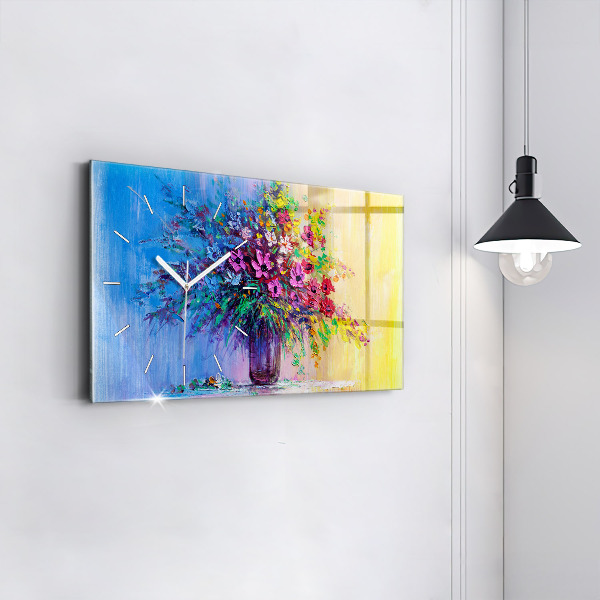 Vízszintes üvegóra Virágok vázában