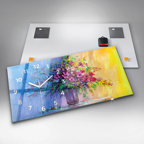 Vízszintes üvegóra Virágok vázában