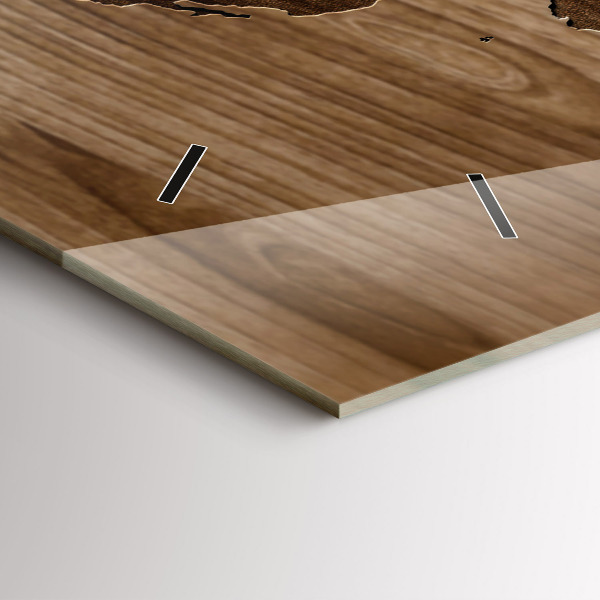 Vízszintes üvegóra Világtérkép fán