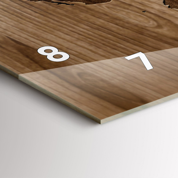 Vízszintes üvegóra Világtérkép fán