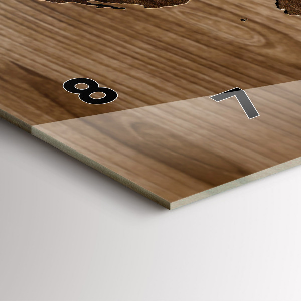 Vízszintes üvegóra Világtérkép fán