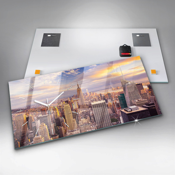 Vízszintes üvegóra Naplemente New York