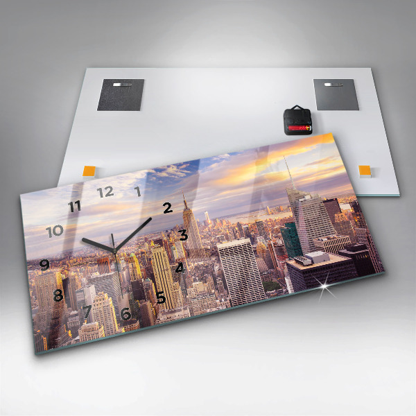 Vízszintes üvegóra Naplemente New York