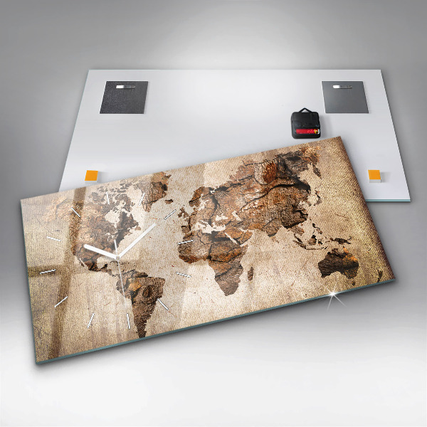 Vízszintes üvegóra Vintage világtérkép
