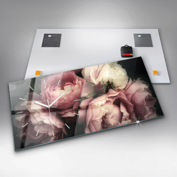 Vízszintes üvegóra Rózsaszín rózsa csokor