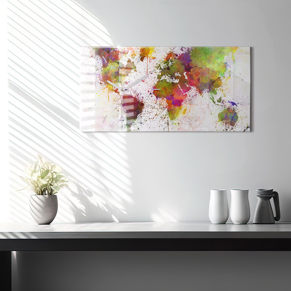 Vízszintes üvegóra Akvarell térkép a világról