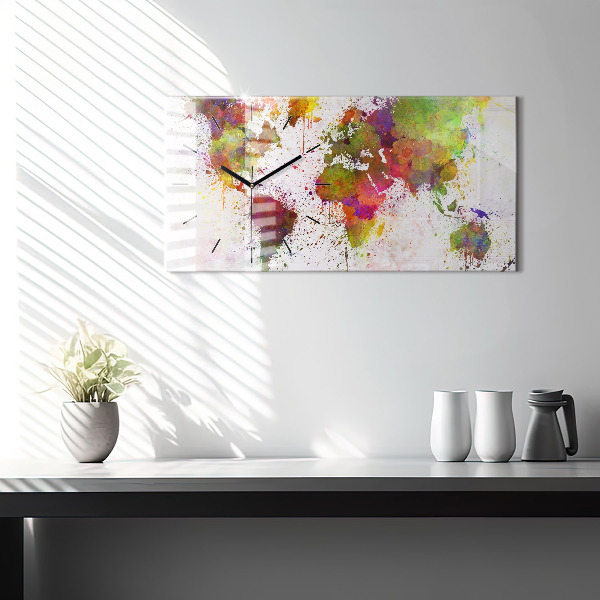 Vízszintes üvegóra Akvarell térkép a világról