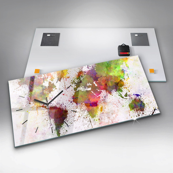 Vízszintes üvegóra Akvarell térkép a világról