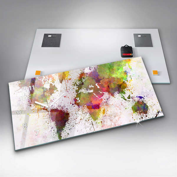 Vízszintes üvegóra Akvarell térkép a világról