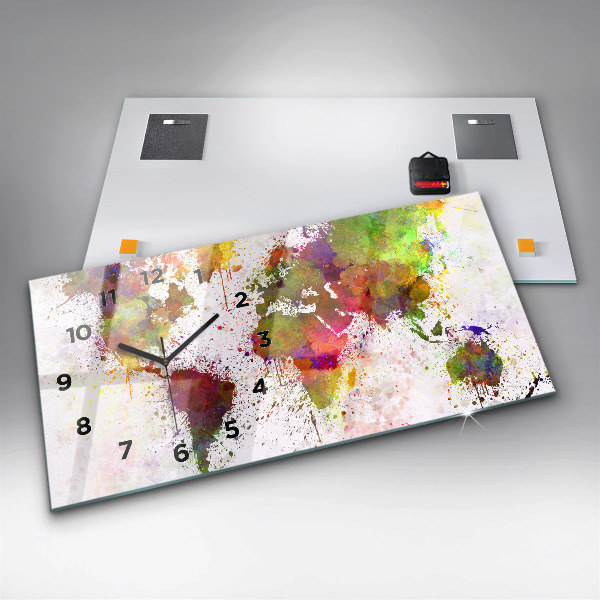 Vízszintes üvegóra Akvarell térkép a világról