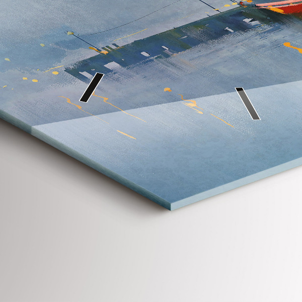 Vízszintes üvegóra Halászhajó a kikötőben