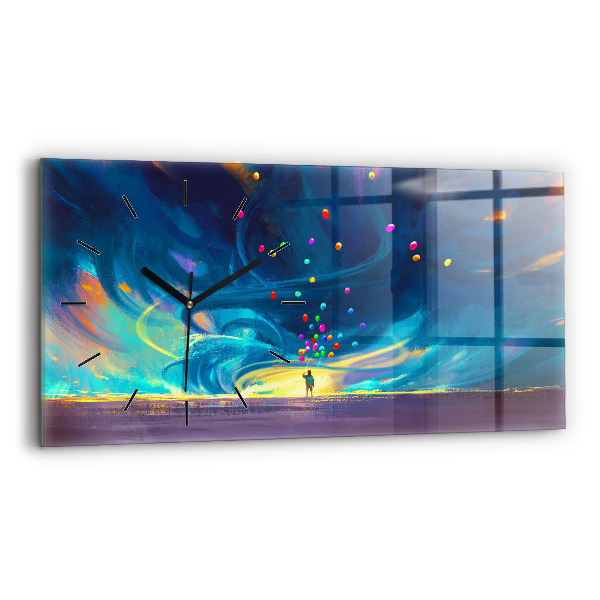 Vízszintes üvegóra Baba és léggömbök