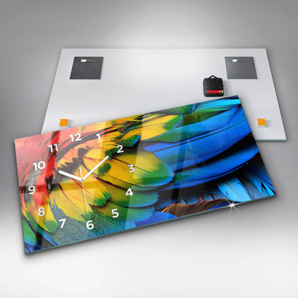 Vízszintes üvegóra Ara madár színes szárnyak