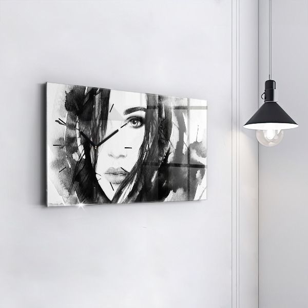 Vízszintes üvegóra Egy nő portréja akvarell