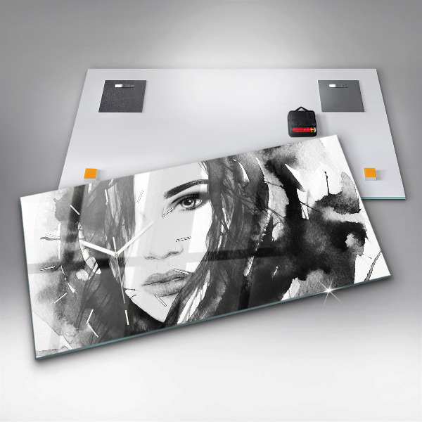 Vízszintes üvegóra Egy nő portréja akvarell