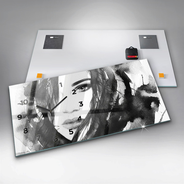 Vízszintes üvegóra Egy nő portréja akvarell