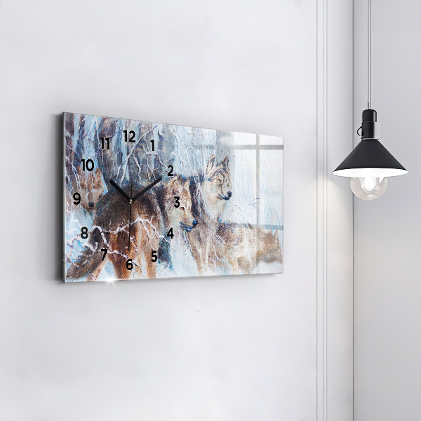 Vízszintes üvegóra Farkasok az erdőben