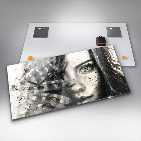 Vízszintes üvegóra Festett portré