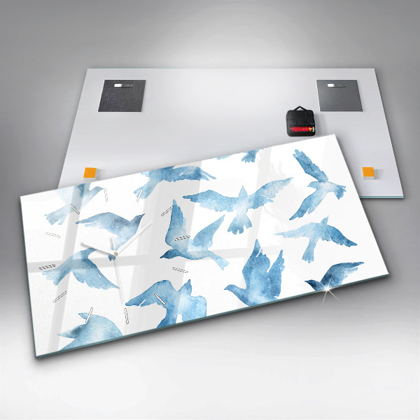 Vízszintes üvegóra Repülő kék madarak