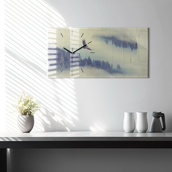 Vízszintes üvegóra Ködös erdei sas