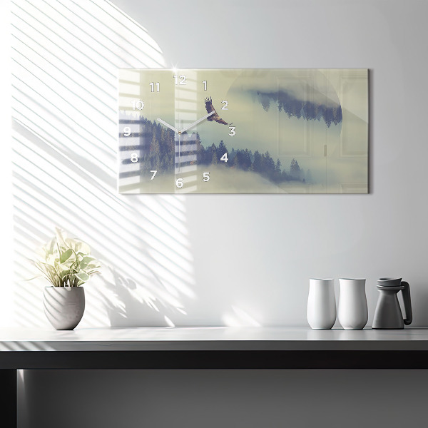 Vízszintes üvegóra Ködös erdei sas