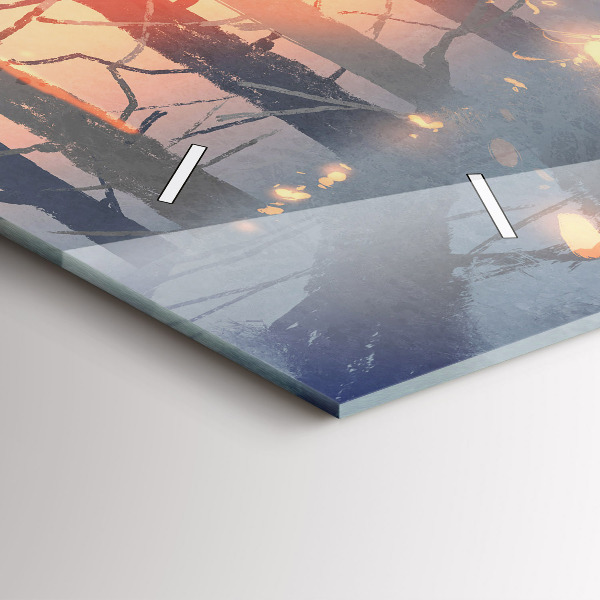 Vízszintes üvegóra Téli fa táj