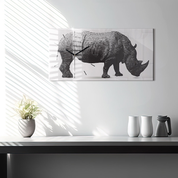 Vízszintes üvegóra Rhino line art