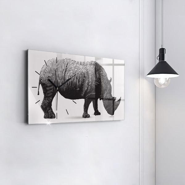 Vízszintes üvegóra Rhino line art
