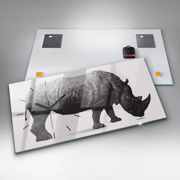 Vízszintes üvegóra Rhino line art