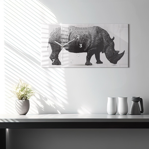 Vízszintes üvegóra Rhino line art