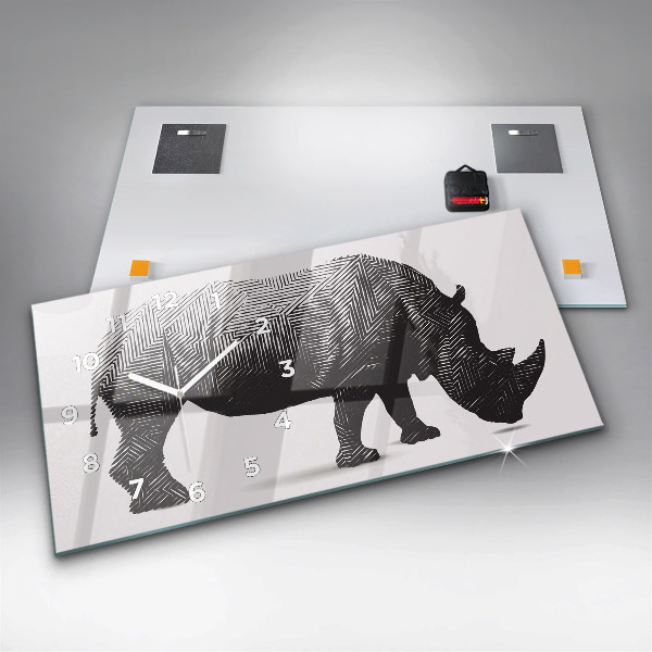 Vízszintes üvegóra Rhino line art