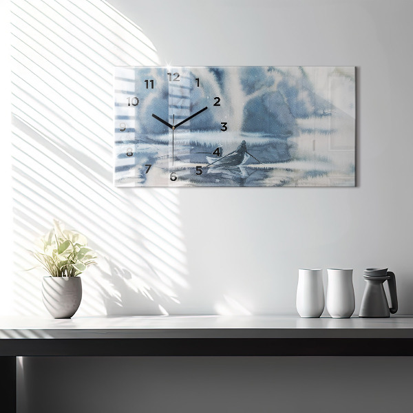 Vízszintes üvegóra Halász a tavon