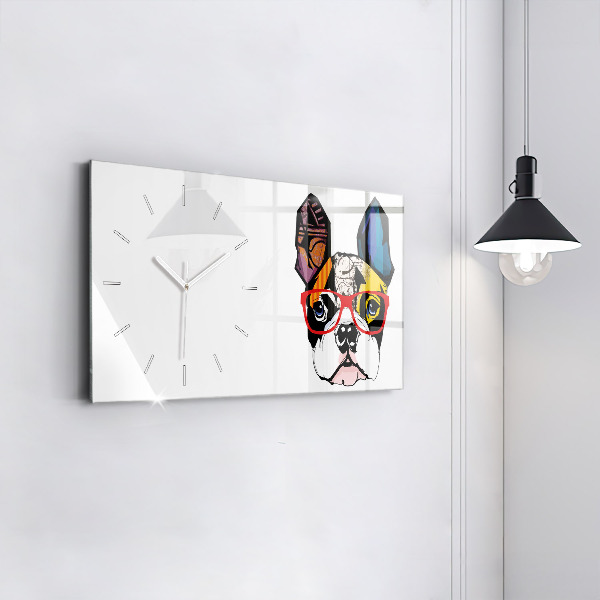 Vízszintes üvegóra Francia bulldog szemüveggel