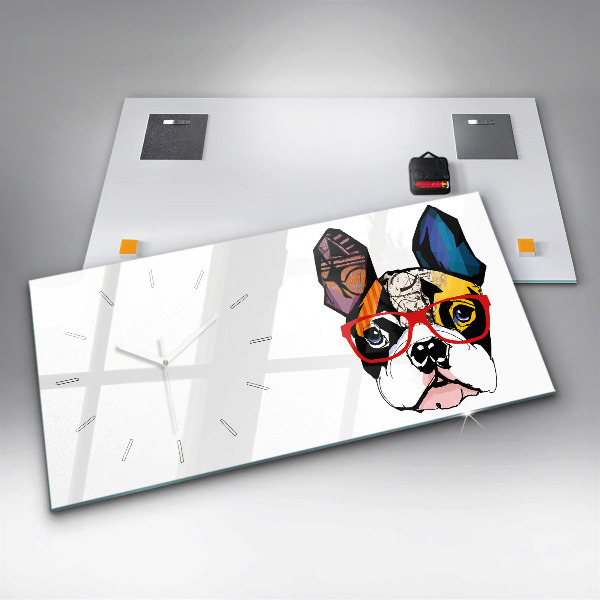 Vízszintes üvegóra Francia bulldog szemüveggel