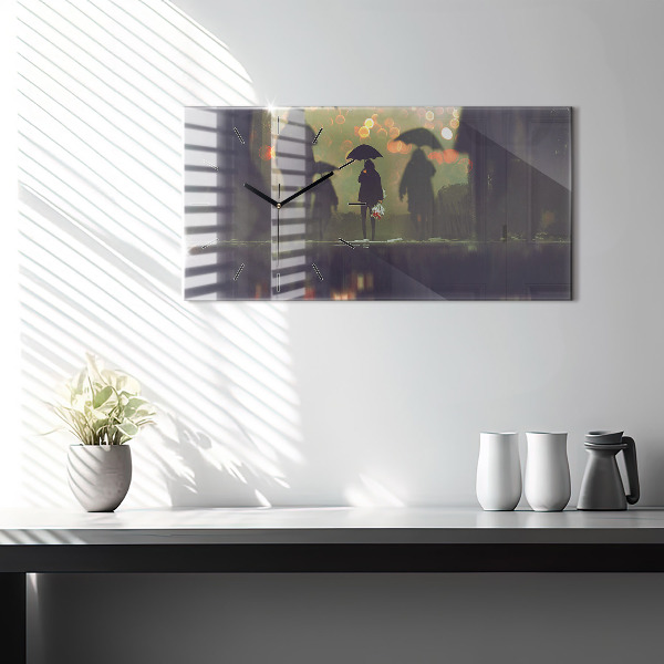 Vízszintes üvegóra Emberek esernyővel