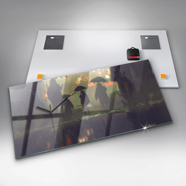 Vízszintes üvegóra Emberek esernyővel