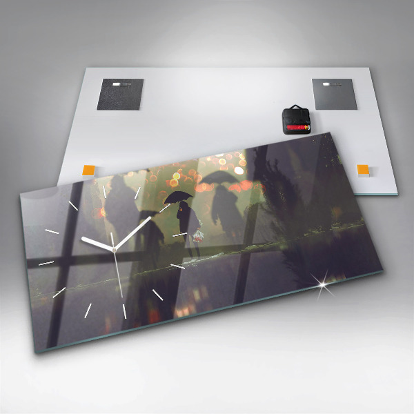 Vízszintes üvegóra Emberek esernyővel