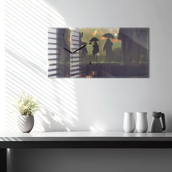 Vízszintes üvegóra Emberek esernyővel