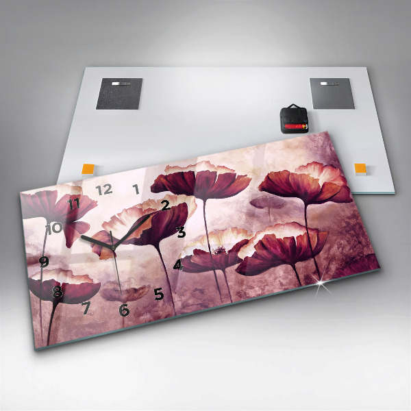 Vízszintes üvegóra Virágok Virágzó Pipacsok