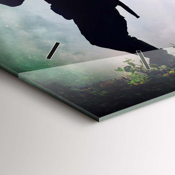 Vízszintes üvegóra Hadsereg az erdőben katonák