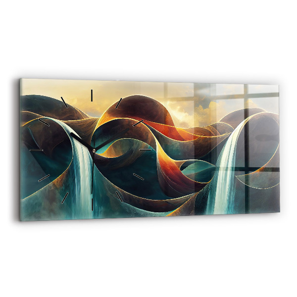 Vízszintes üvegóra Folyó vízesés háttér