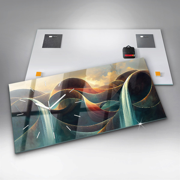 Vízszintes üvegóra Folyó vízesés háttér