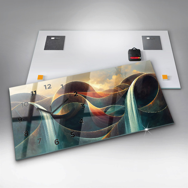 Vízszintes üvegóra Folyó vízesés háttér