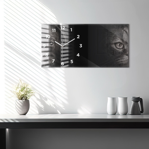 Vízszintes üvegóra Scottish Fold kutya és macska