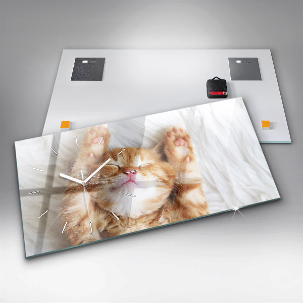 Vízszintes üvegóra Kis alvó cica