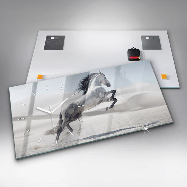 Vízszintes üvegóra Vágtázó fehér ló