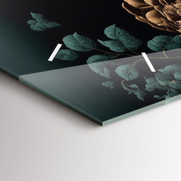 Vízszintes üvegóra Virág és arany pillangók