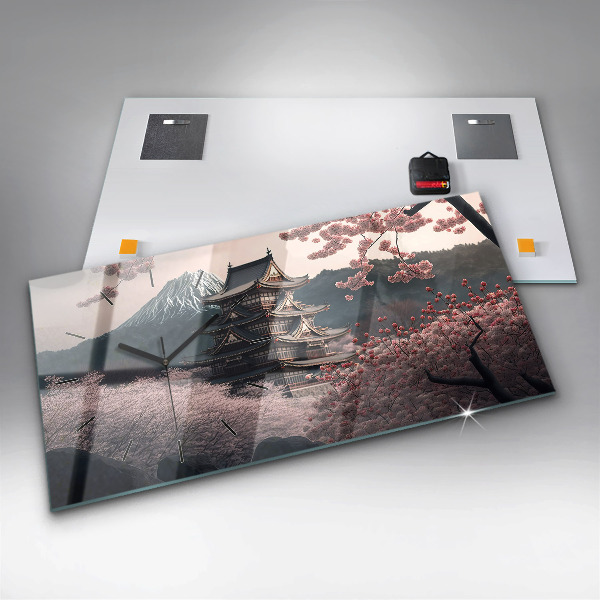 Vízszintes üvegóra Ázsiai torony cseresznyevirágok